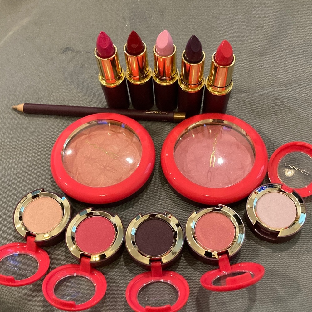 MAC Cosmetics Lipstick and Blush Set - Bold Red and Pink Collection